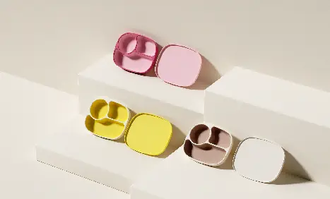 3 Devided Feeding Plate with Lid  (TPE Base) 1